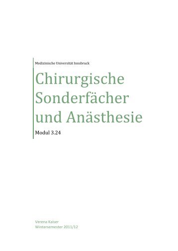 Chirurgische Sonderfächer und Anästhesie Verena ... - anthropia