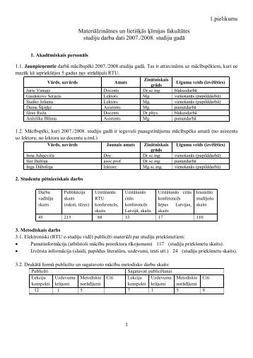 Pielikums - MateriÄlzinÄtnes un LietiÅ¡Ä·Äs Ä¶Ä«mijas fakultÄte