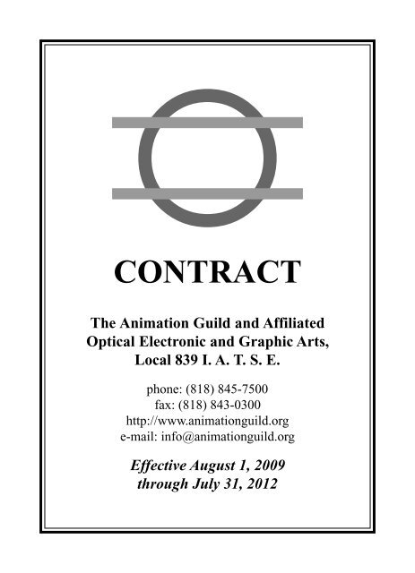 Animation Guild Master Collective Bargaining Agreement, 2009-2012