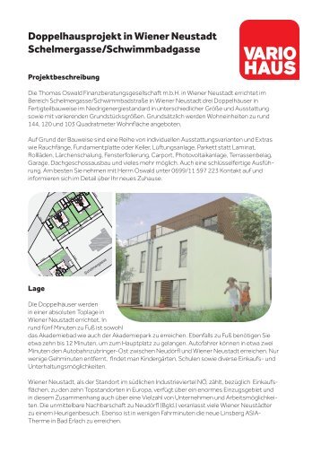 Doppelhausprojekt in Wiener Neustadt Schelmergasse ...