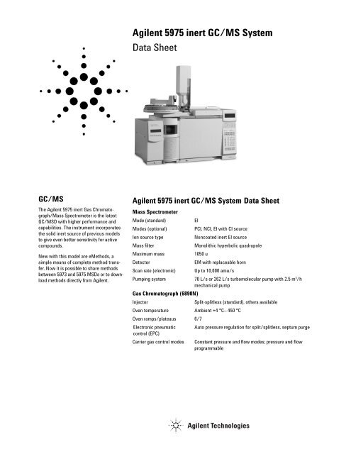 Agilent 5975 inert GC/MS System Data Sheet - VTP UP