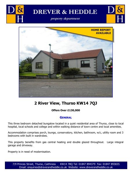 2 River View Thurso Kw14 7qj Drever Heddle