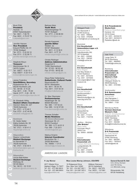 .gazette 01/04 - Verband der Deutsch-Amerikanischen Clubs