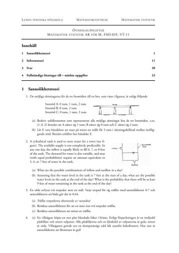Innehåll 1 Sannolikhetsteori - Matematikcentrum