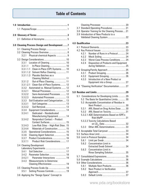 Table of Contents - store.pda.org - Parenteral Drug Association