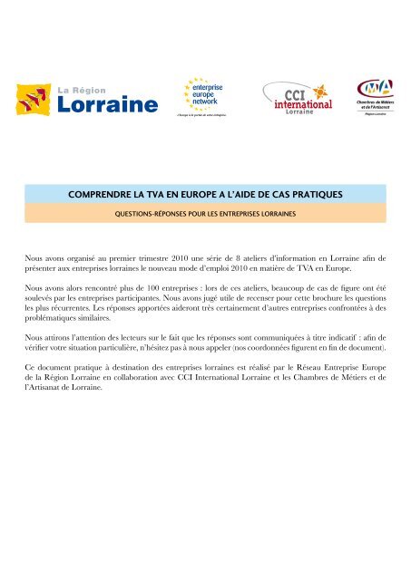 Comprendre la TVA en Europe - CCI international Lorraine