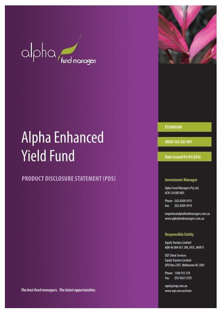 Alpha Enhanced Yield Fund