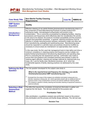 Case Study RMWG-02 - Non-Sterile Facility Cleaning - PQRI