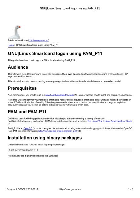 GNU|Linux Smartcard logon using PAM_P11 - GOOZE downloading