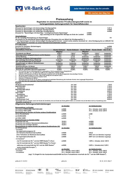 Preisaushang - VR-Bank eG