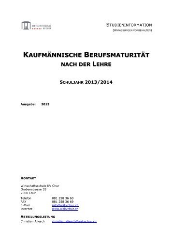 Studieninformationen - Wirtschaftsschule KV Chur