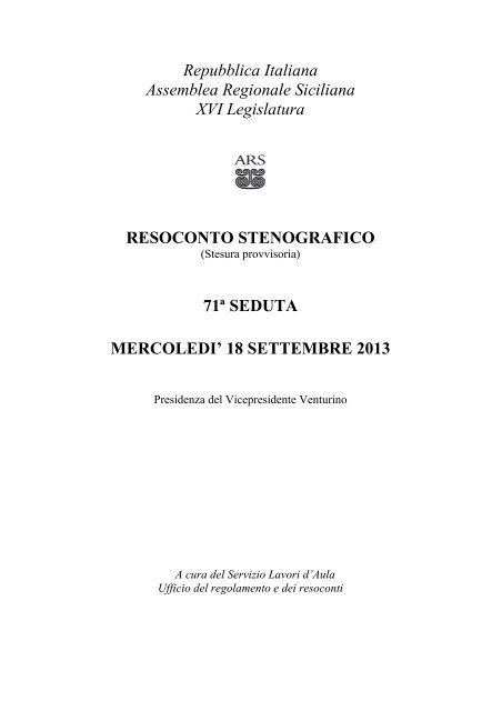 18 settembre 2013 - Assemblea Regionale Siciliana