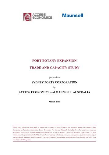port botany expansion trade and capacity study - Sydney Ports