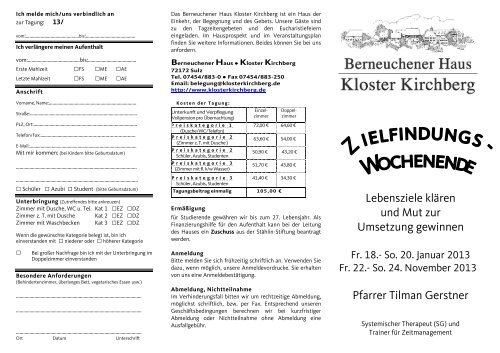 13-1170 Lebensziele Gerstner - Kloster Kirchberg