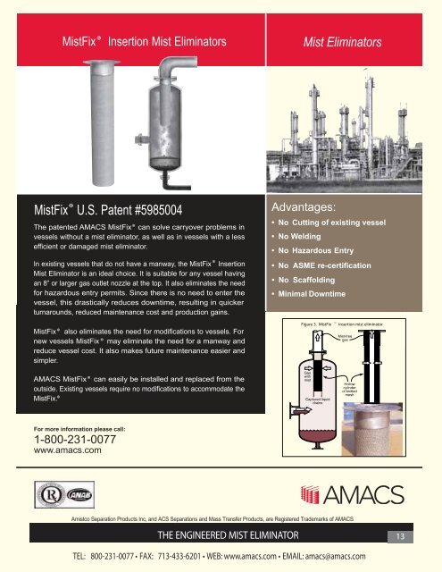 Mesh and Vane Mist Eliminator Brochure - AMACS Process Tower ...