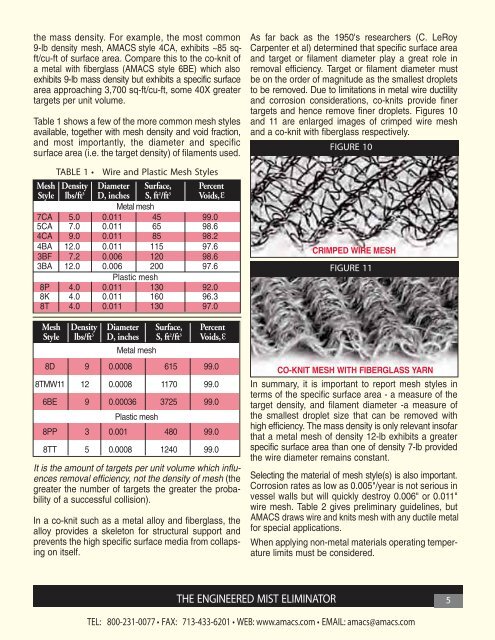 Mesh and Vane Mist Eliminator Brochure - AMACS Process Tower ...