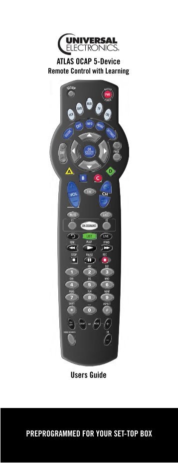 Atlas OCAP 5-Device Universal Remote Control with Learning