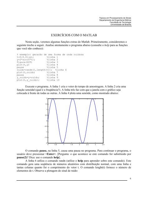 MATLAB 1) IntroduÃ§Ã£o 2) GeraÃ§Ã£o de Sinais Amostrados