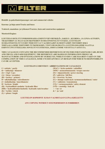 Traktorit, maatalous - M-Filter