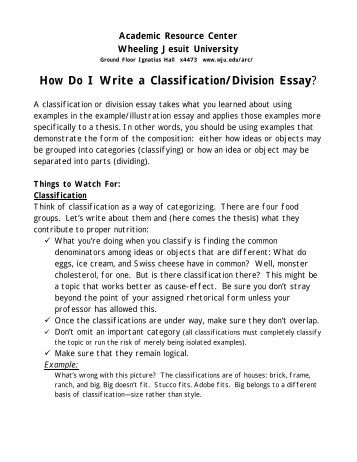 classification and division essay outline examples