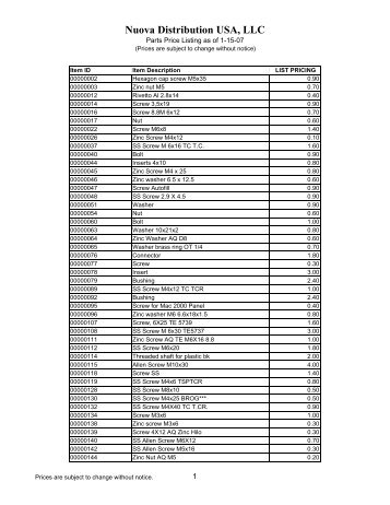 2007 PARTS PRICE LISTING.pdf - Nuova Simonelli