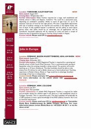Jobs in Europe - Royal Academy of Dance