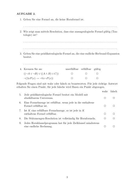 Klausurtext im PDF-Format - Fachgebiet Theoretische Informatik ...