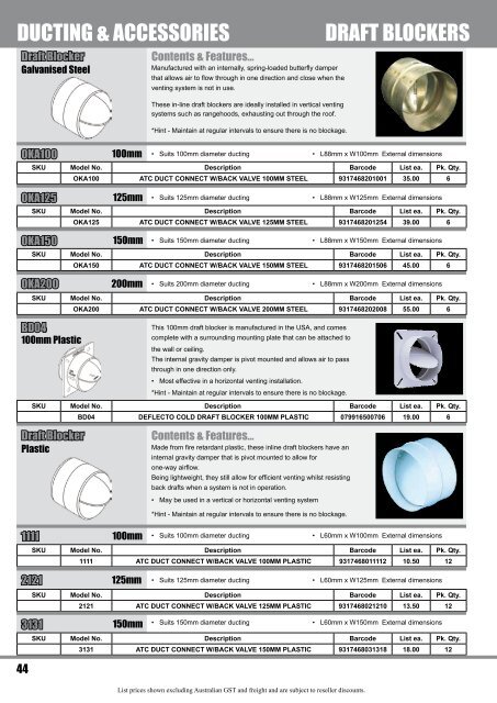 Ventilation Kits & Components for ... - WA Appliance Parts