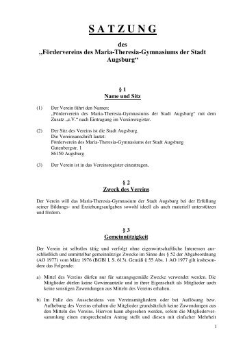 Satzung des FÃ¶rdervereins - Maria-Theresia-Gymnasium Augsburg