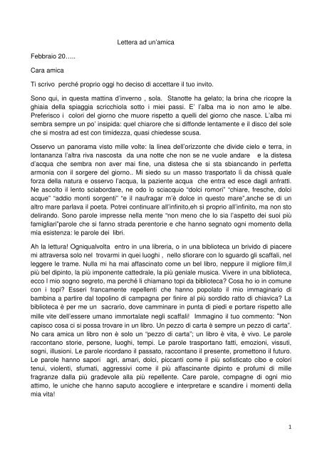 B.5 Lettera ad un'amica - Il Chiaro del Bosco