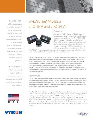 Manufactured in the USA JACE-600 - Vykon