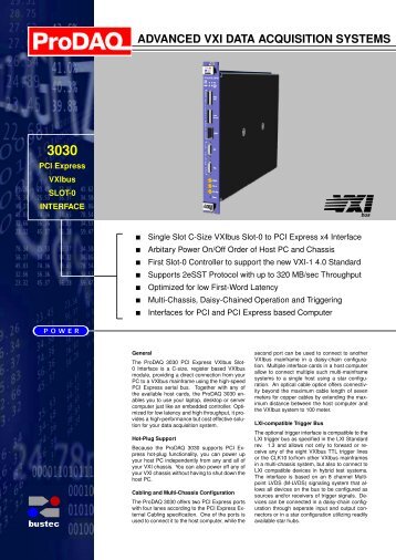 ProDAQ 3030 PCI Express VXIbus Slot-0 Interface - Bustec