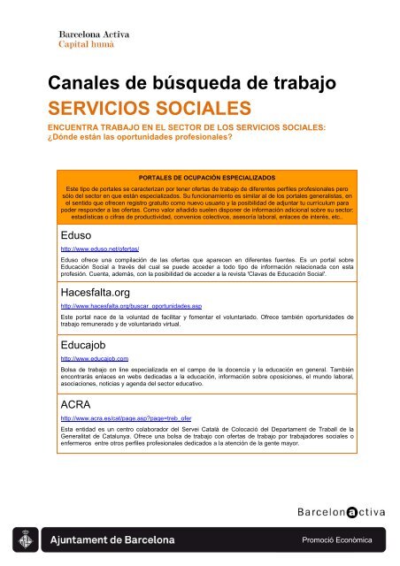 Recursos para la BÃºsqueda de Empleo en el ... - Barcelona Treball