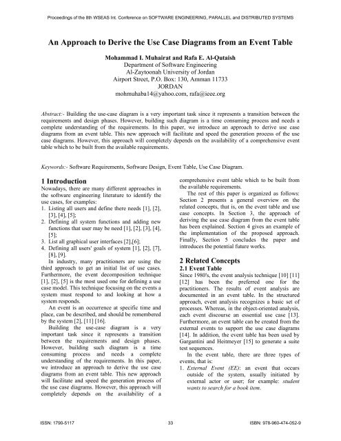 An Approach to Derive the Use Case Diagrams from an Event Table
