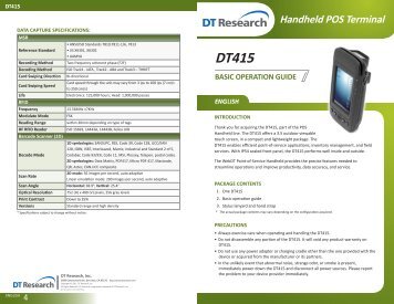 Handheld POS Terminal BASIC OPERATION GUIDE ... - DT Research
