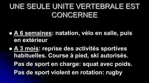 LA REPRISE DU SPORT APRES LA CHIRURGIE VERTEBRALE