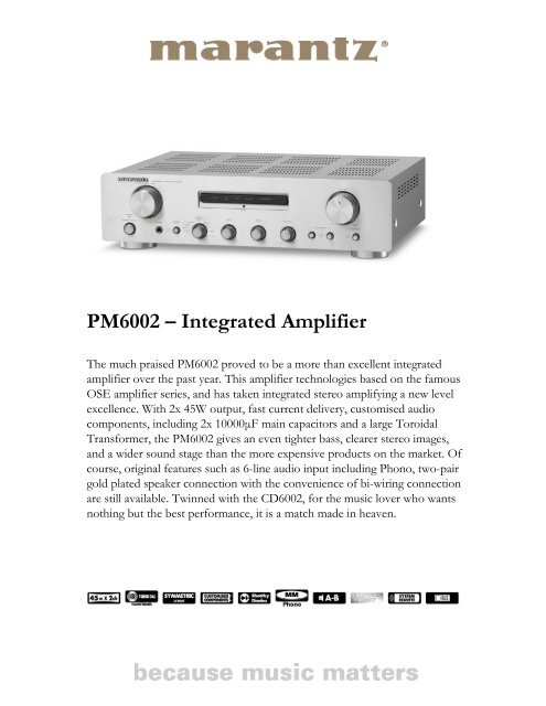 PM6002 â Integrated Amplifier - Reference Audio