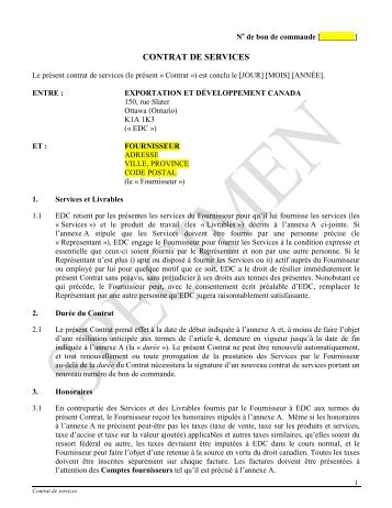 Contrat de services - Specimen - Exportation et ... - EDC