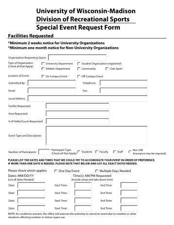 Special Event Request Form - Recreational Sports - University of ...