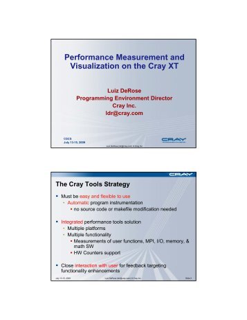 Performance Measurement and Visualization on the Cray XT