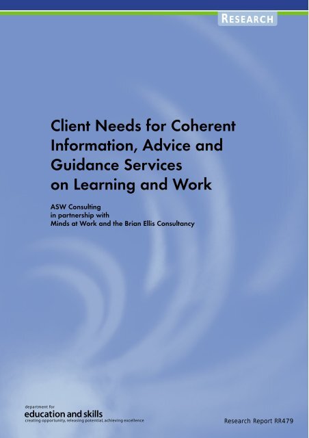 Client needs for coherent information, advice and guidance services ...