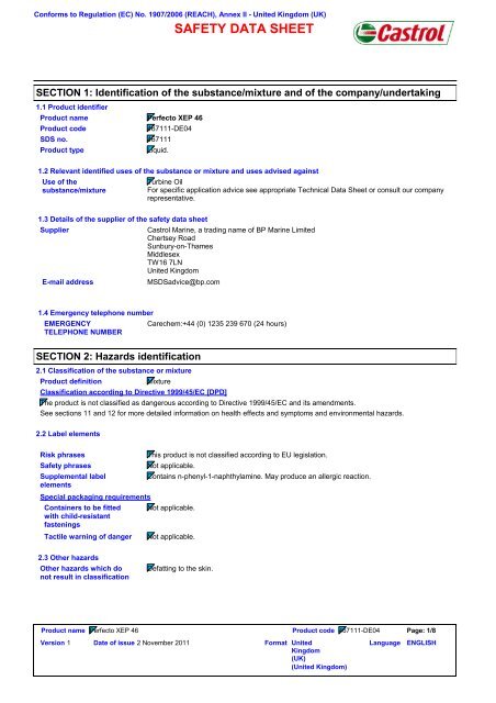 067987Perfecto XEP 46.pdf - Castrol - PDS & MSDS Search