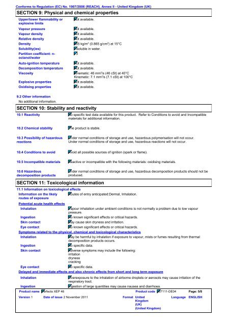 067987Perfecto XEP 46.pdf - Castrol - PDS & MSDS Search