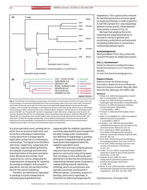 Orthology, paralogy and proposed classification for paralog subtypes