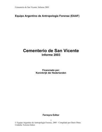 Cementerio de San Vicente Informe 2003 - EAAF