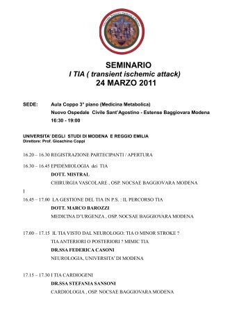 Programma del seminario - Azienda USL di Modena