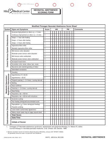 NEONATAL ABSTINENCE SCORING FORM NEONATAL ...