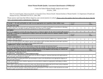 School Mental Health Quality Assessment Questionnaire (SMHQAQ ...