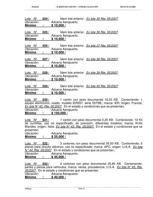 CatÃ¡logo Remate Aduana Metropolitana a efectuarse el ... - Pollmann