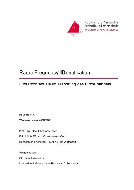 Radio Frequency IDentification - Fakultät für ...